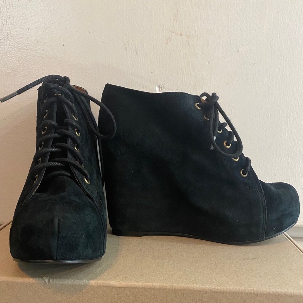 Jeffrey Campbell 99 Tie Black Wedge
